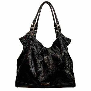 $1795 BURBERRY CERTIFIED AUTHENTIC Black Patent Leather Covington Tote Bag Purse